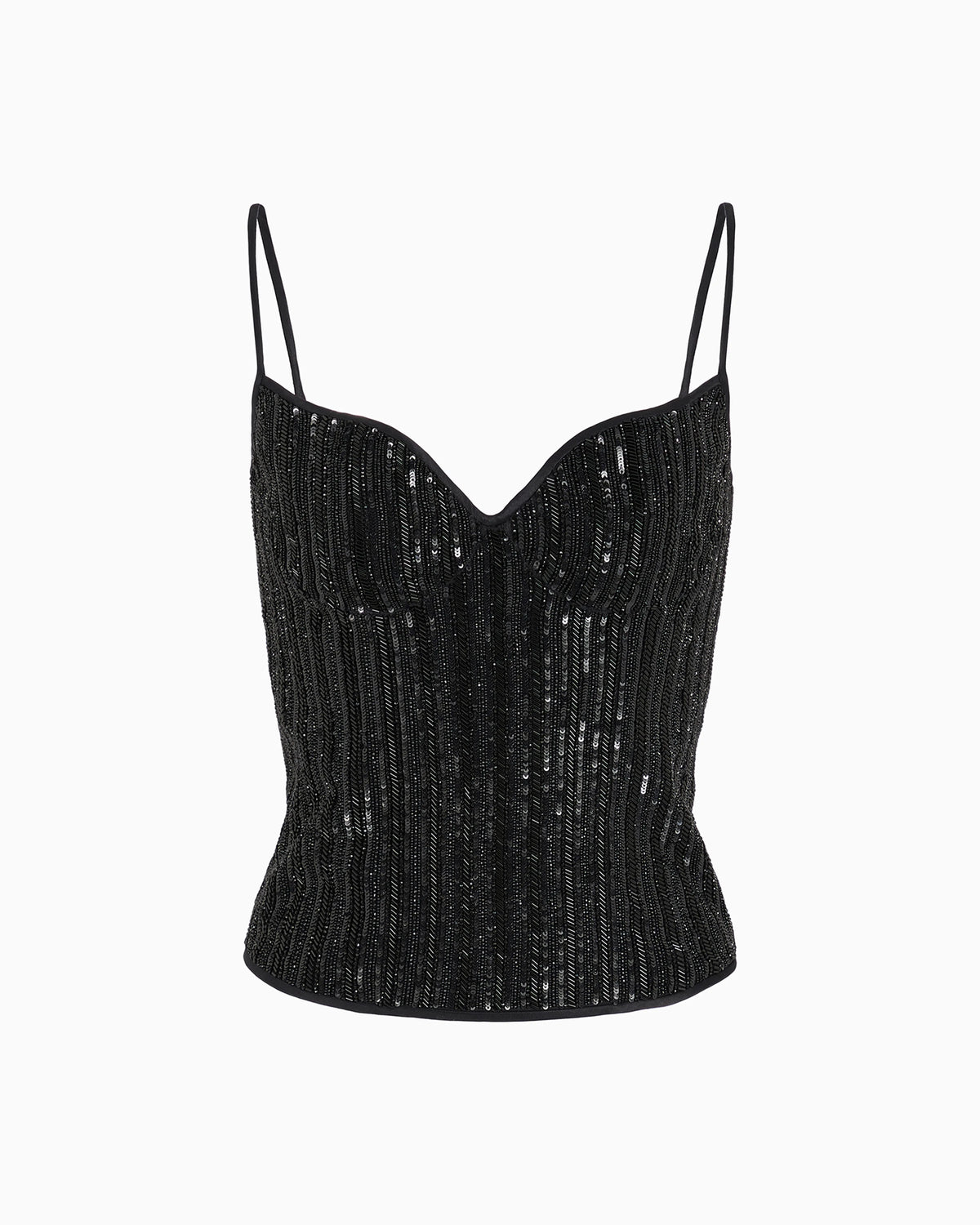 Bustier top with pinstripe embroidery