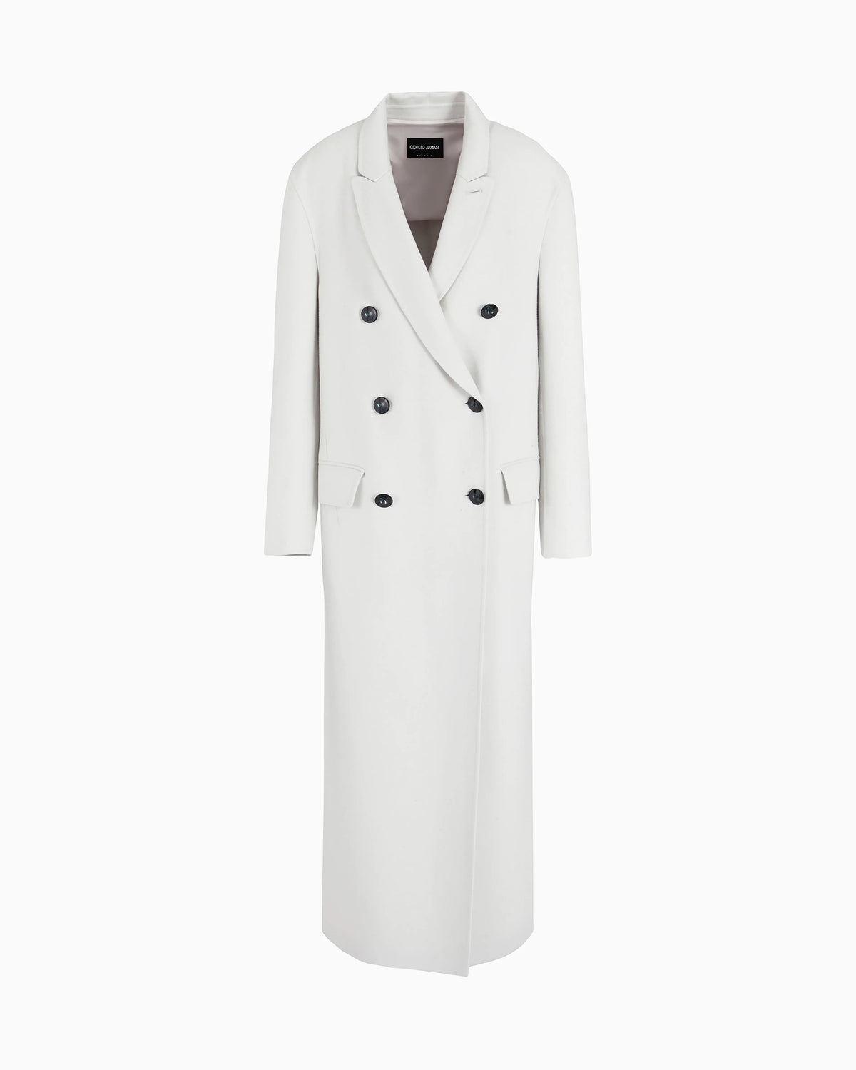 Double-breasted long coat in double cashmere