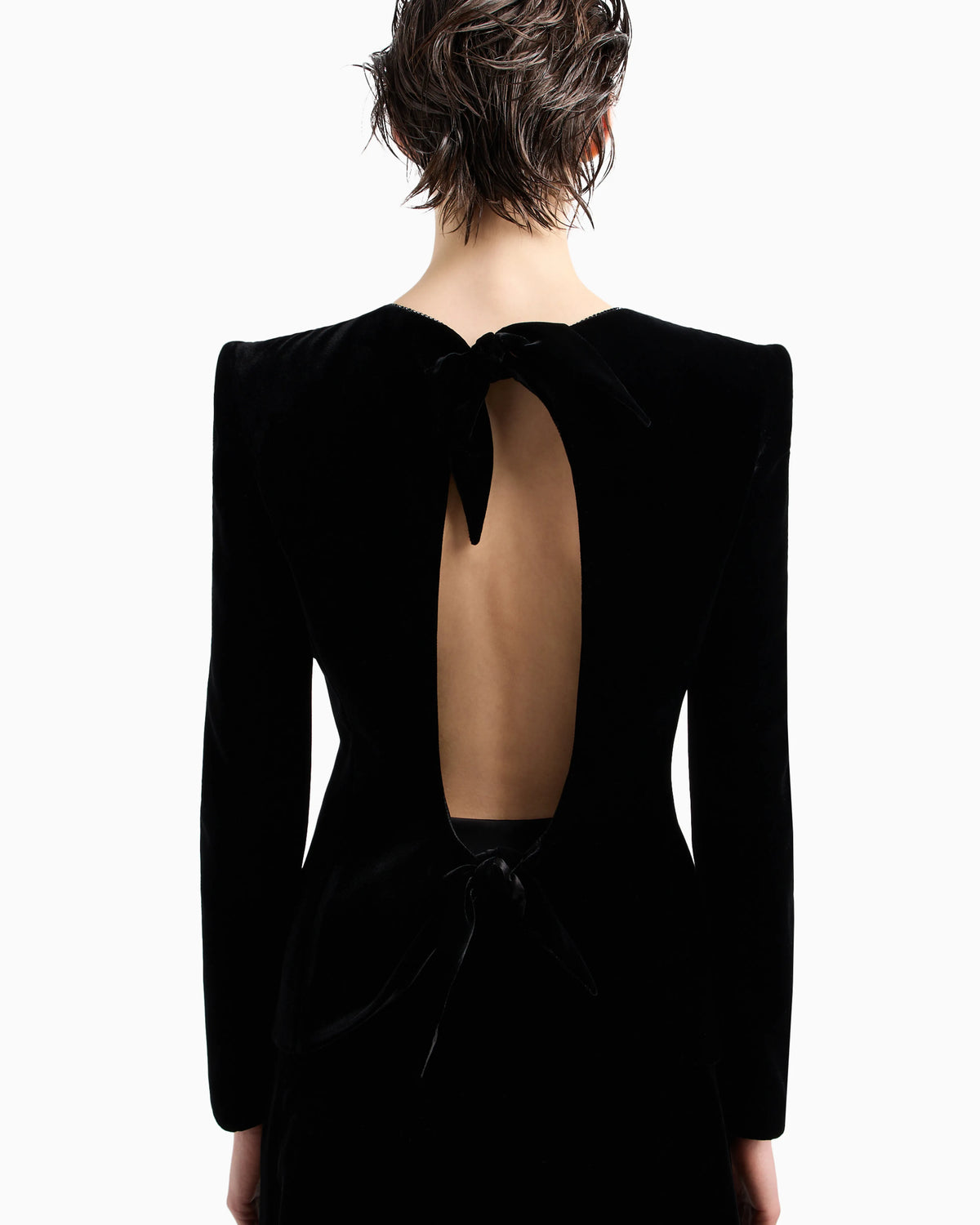 Velvet zip-up jacket with bow detail and embroidery