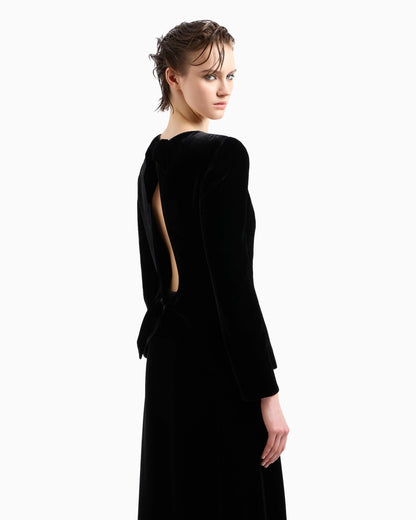 Velvet zip-up jacket with bow detail and embroidery