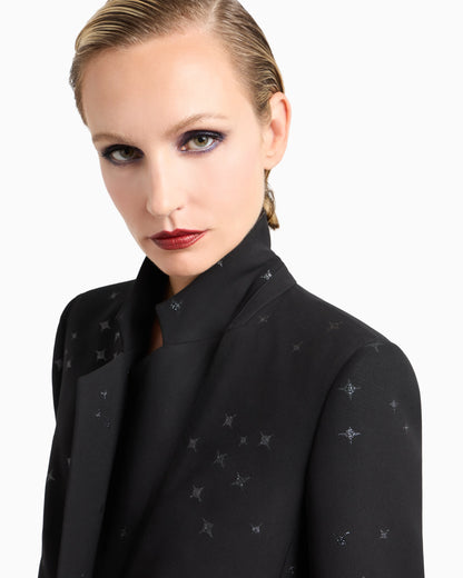 Silk cady long coat with glitter motif