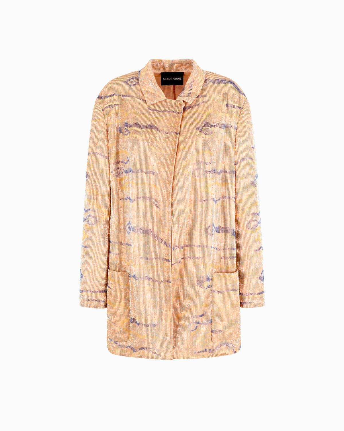 Long jacket in embroidered silk and viscose