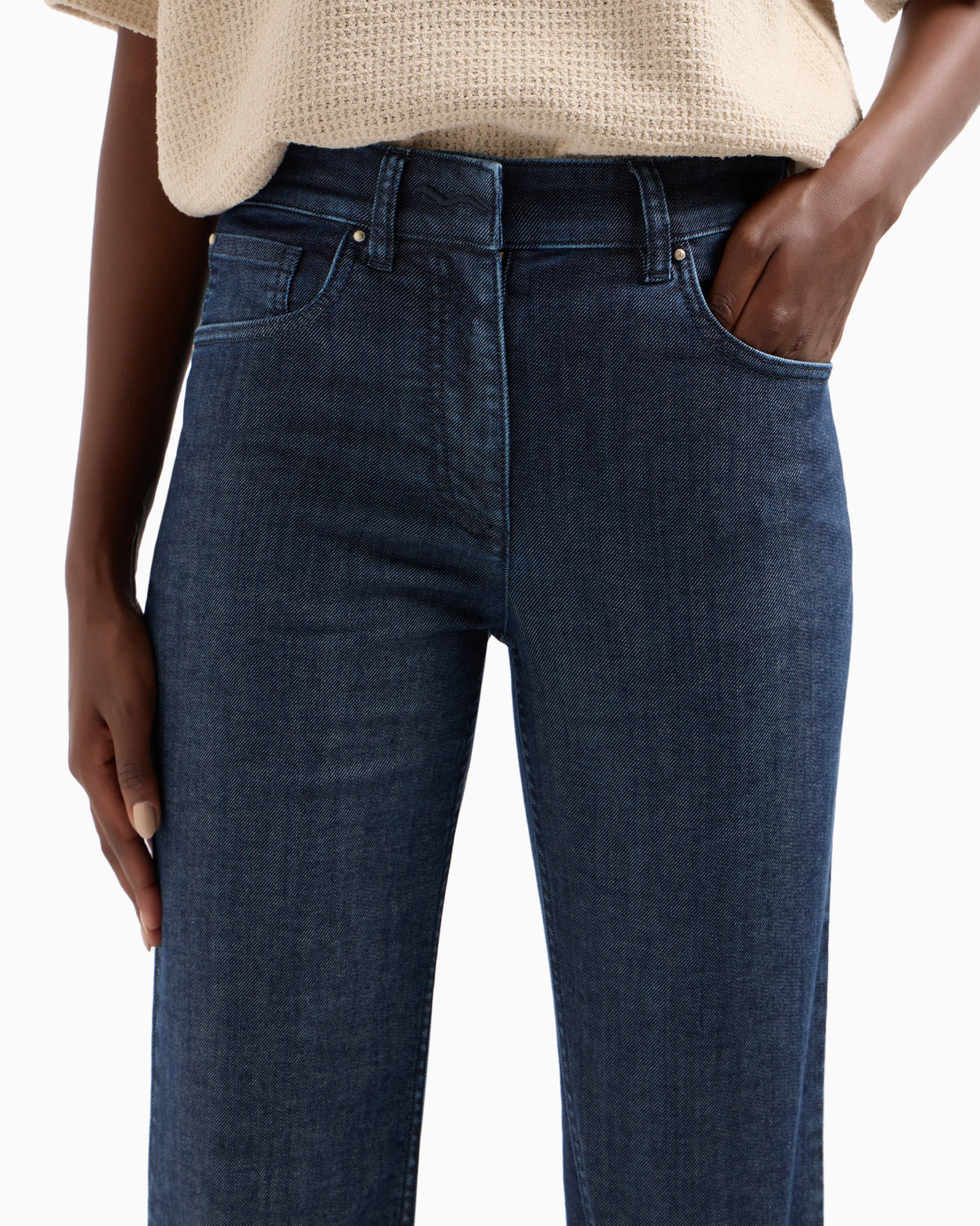 Denim Collection five-pocket flared trousers in stretch denim