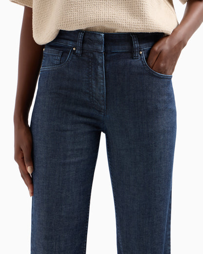 Denim Collection five-pocket flared trousers in stretch denim