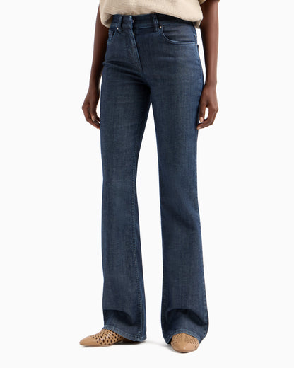 Denim Collection five-pocket flared trousers in stretch denim