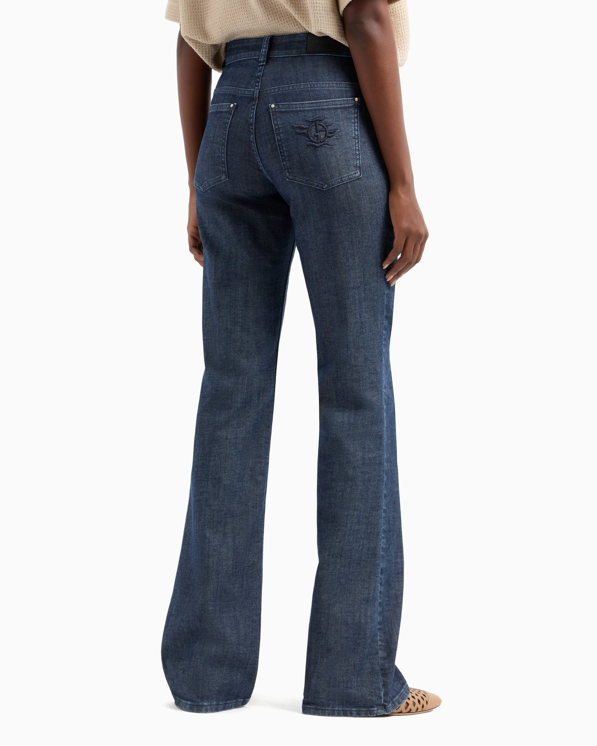 Denim Collection five-pocket flared trousers in stretch denim
