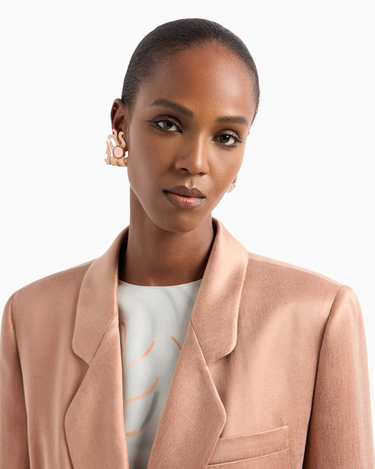 Double-breasted jacket in viscose and cupro
