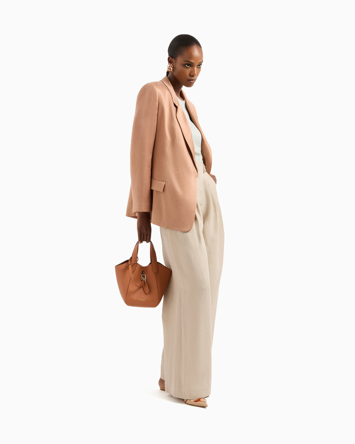 Double-breasted jacket in viscose and cupro