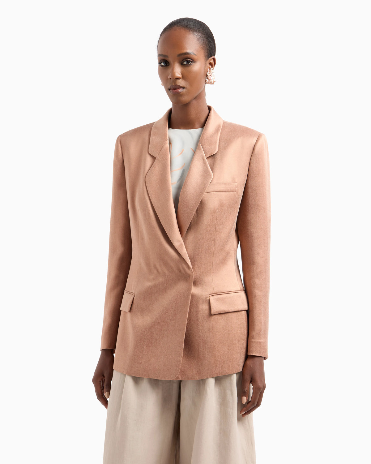 Double-breasted jacket in viscose and cupro