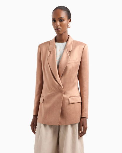 Double-breasted jacket in viscose and cupro