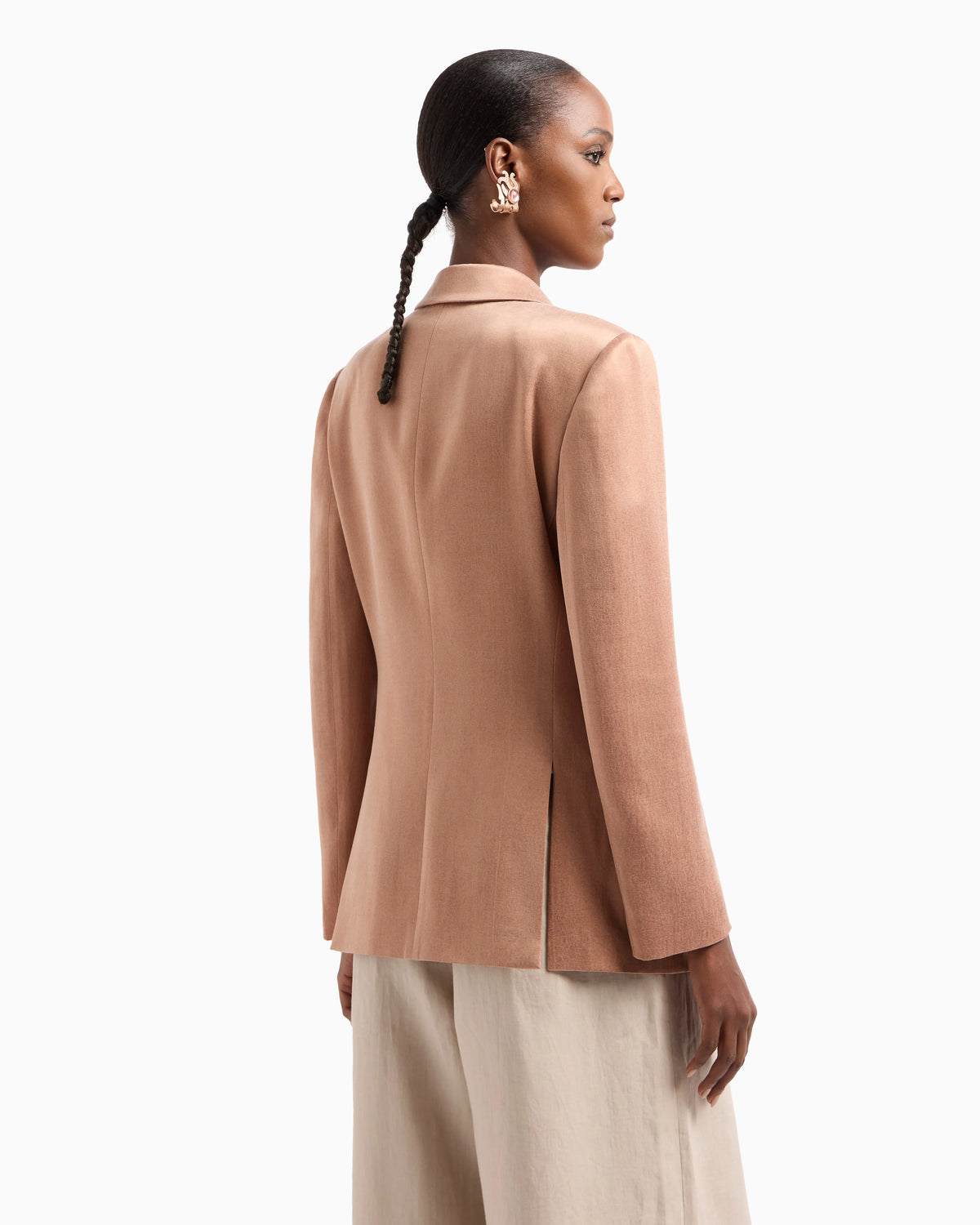 Double-breasted jacket in viscose and cupro