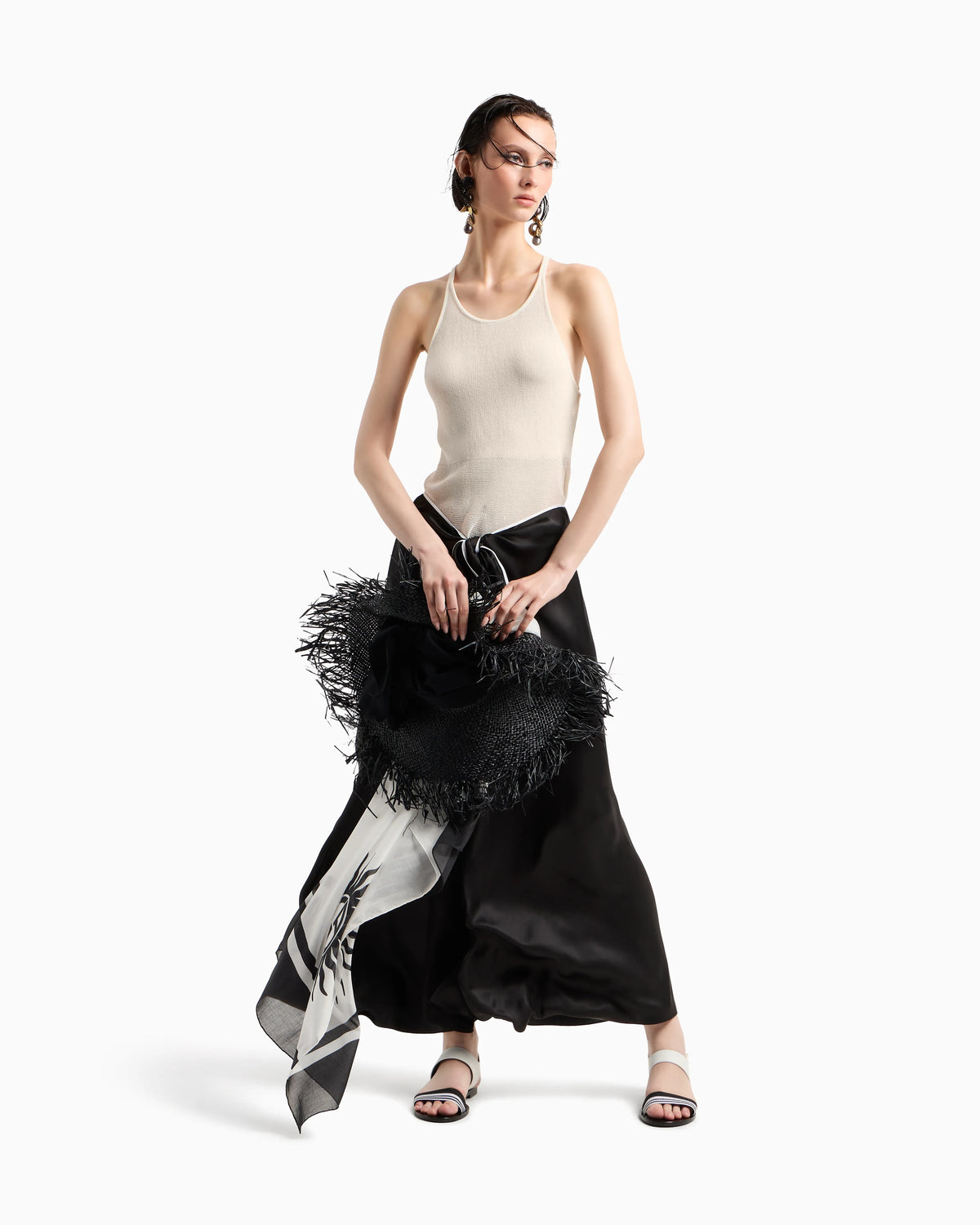 Long skirt in silk satin