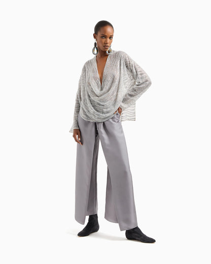 Draped blouse with lurex and crystal embroidery