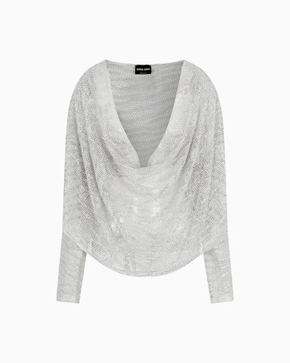Draped blouse with lurex and crystal embroidery