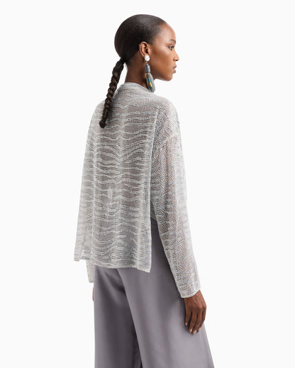 Draped blouse with lurex and crystal embroidery