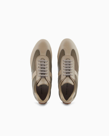 Leather velvet sneaker with laces