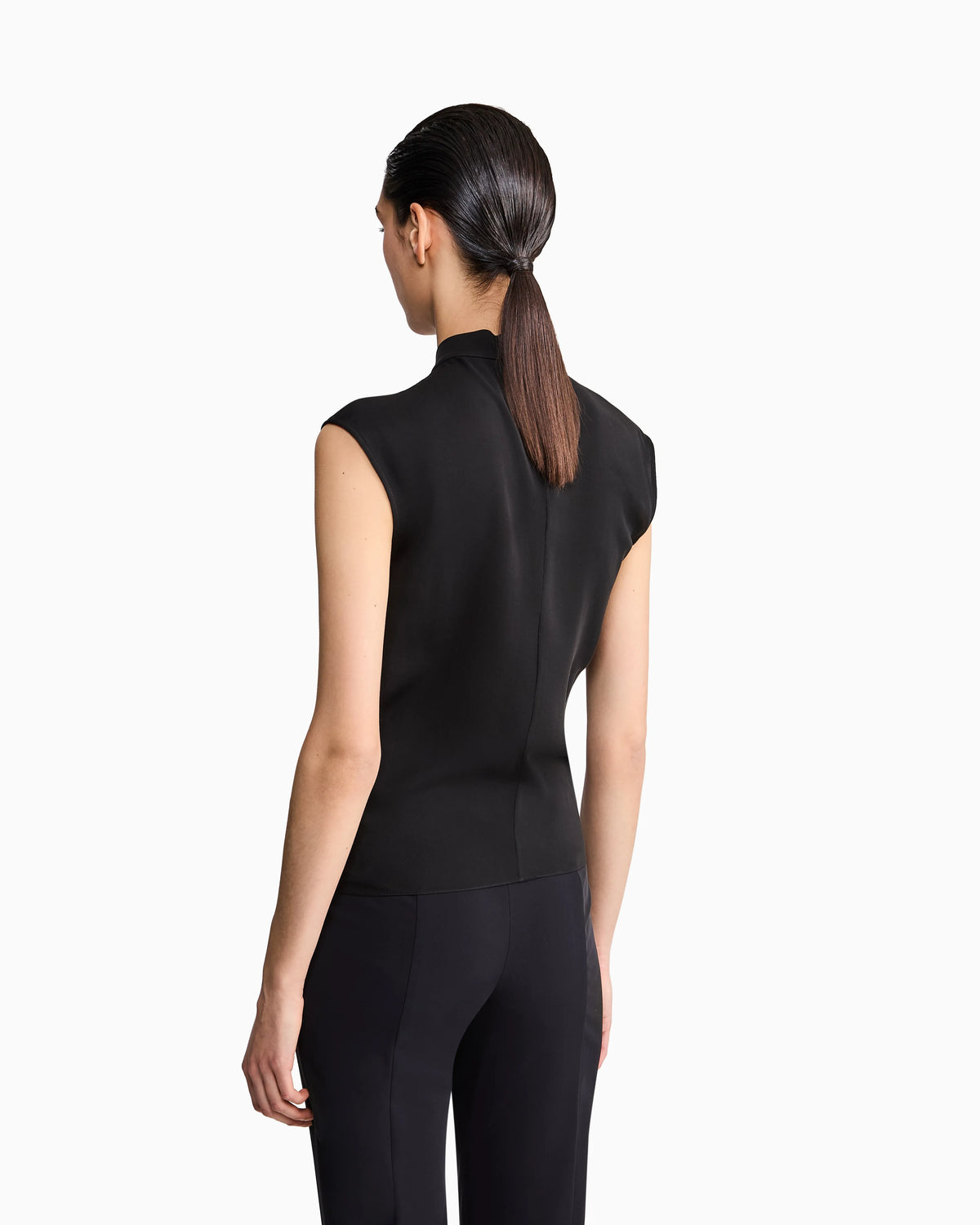Silk double georgette blouse with front knot