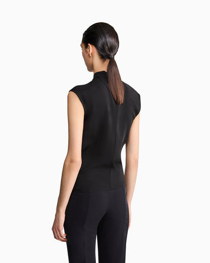 Silk double georgette blouse with front knot