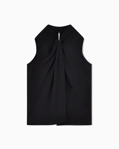 Silk double georgette blouse with front knot