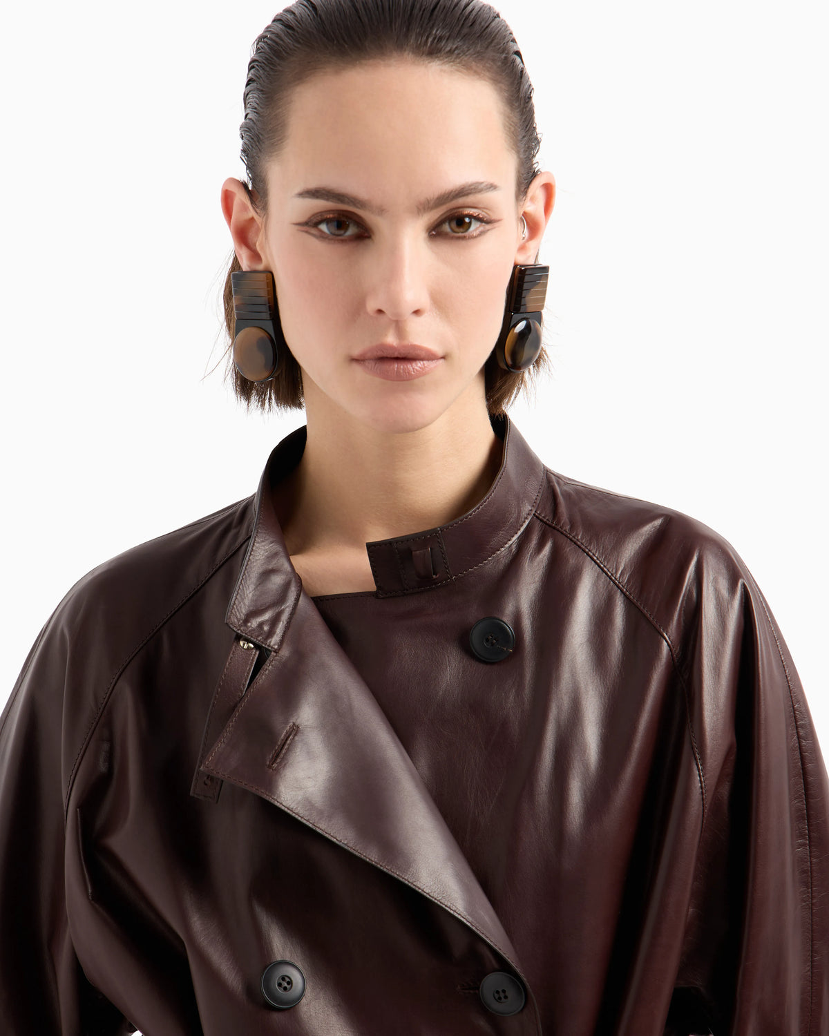 Nappa leather trench coat