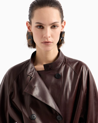 Nappa leather trench coat