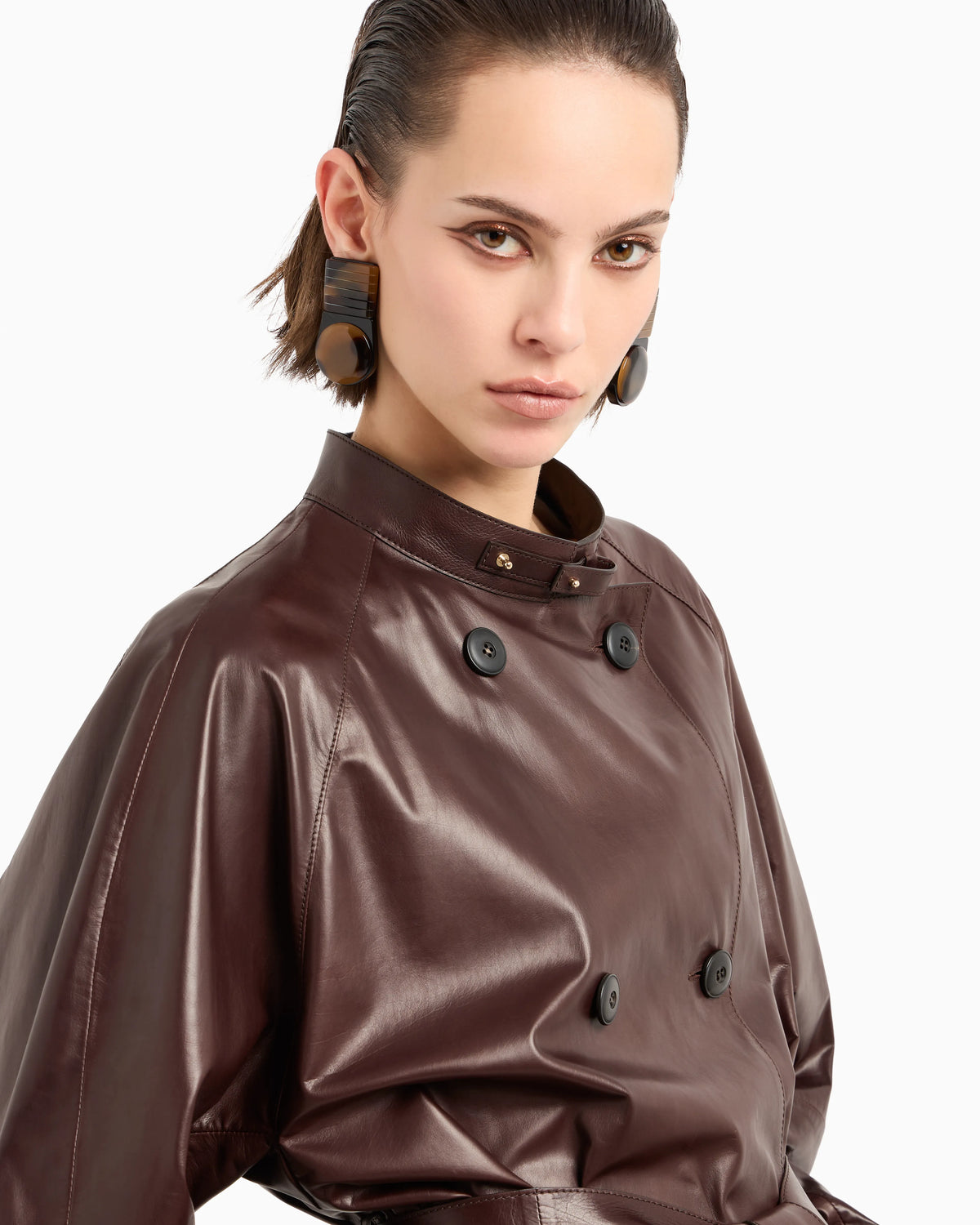 Nappa leather trench coat