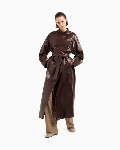 Nappa leather trench coat