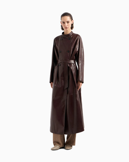 Nappa leather trench coat