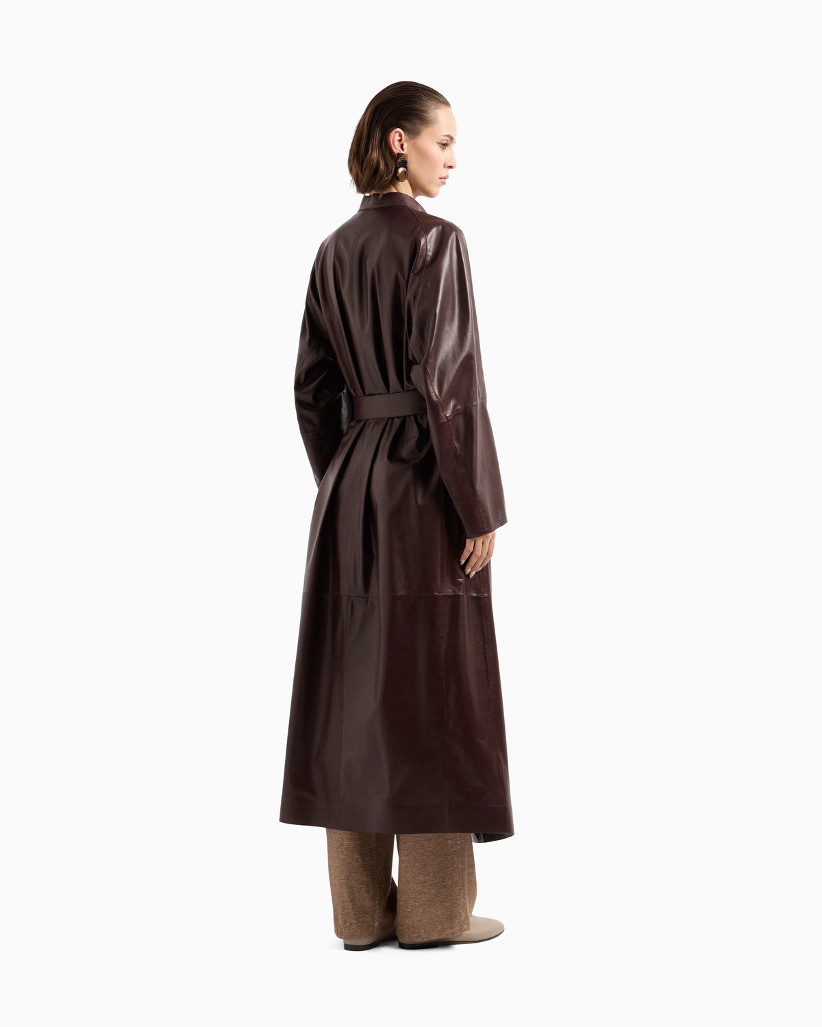 Nappa leather trench coat