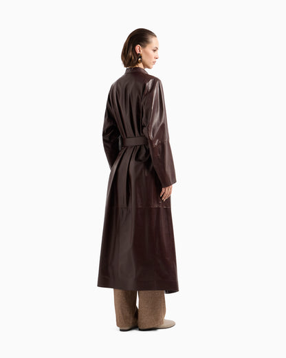 Nappa leather trench coat