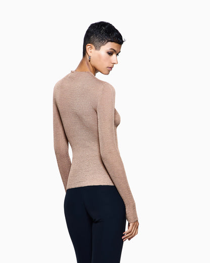 Stretch viscose blend crew-neck jumper