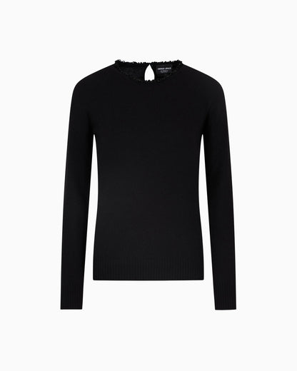 Cashmere crew-neck jumper with embroidery