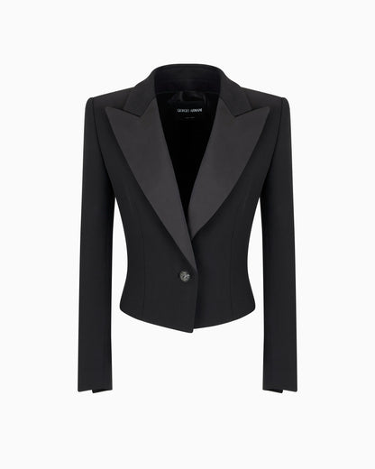 Glitter silk-cady single-breasted short jacket