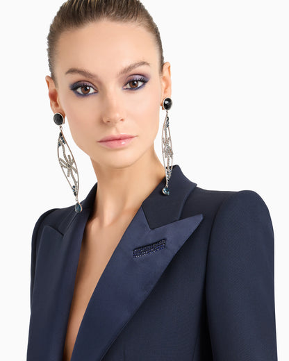 Long single-breasted silk jacket