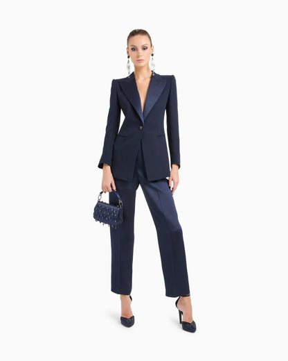 Long single-breasted silk jacket