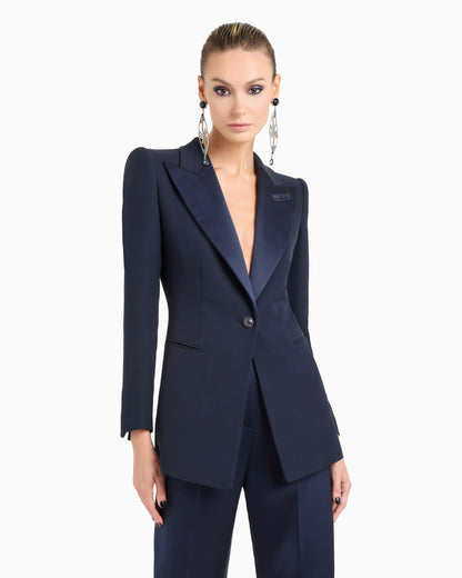 Long single-breasted silk jacket