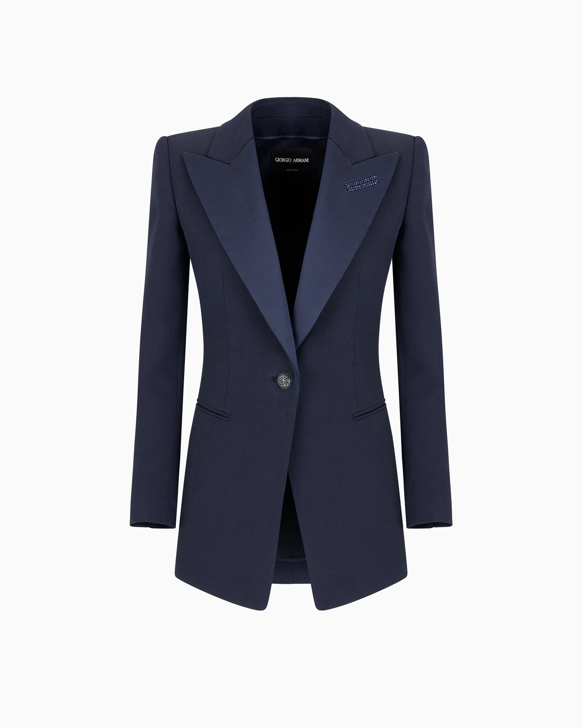 Long single-breasted silk jacket