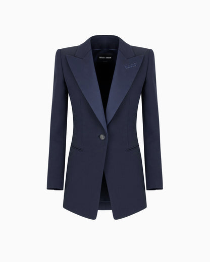 Long single-breasted silk jacket