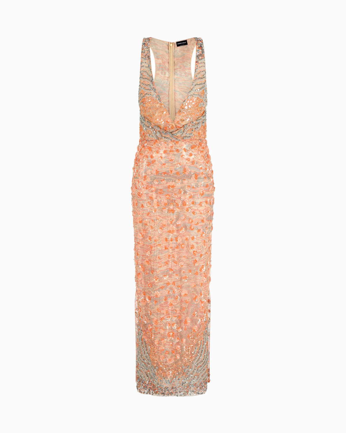 Long dress in embroidered silk