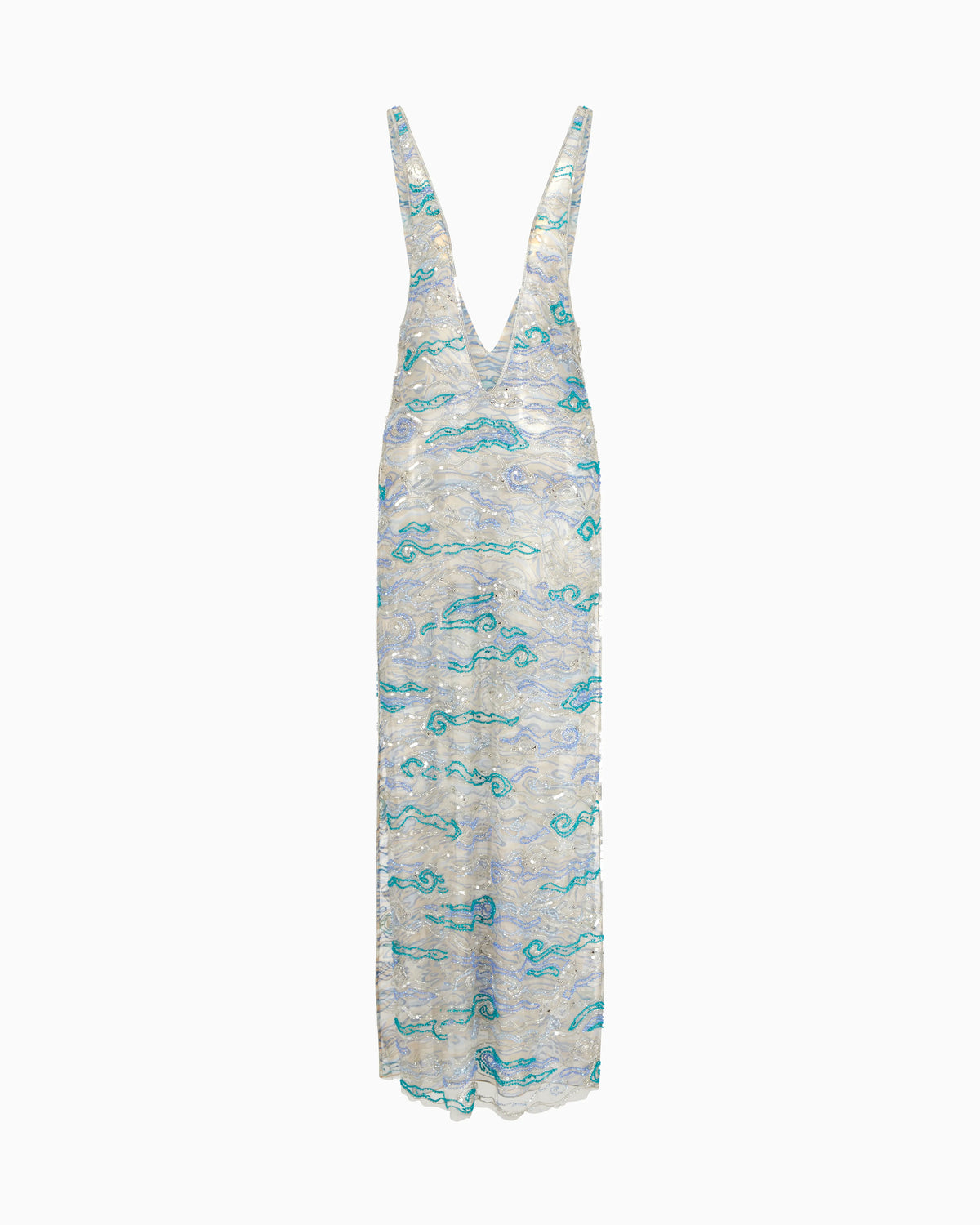 Long dress in embroidered silk