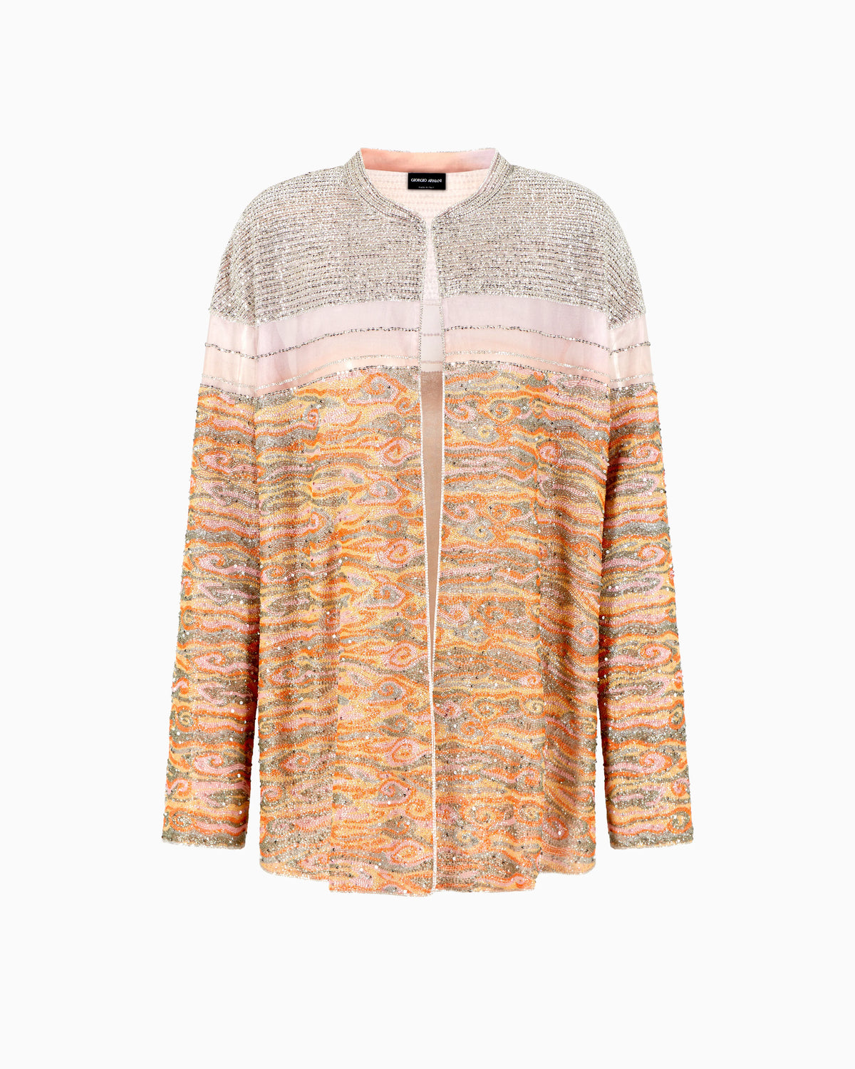 Long jacket in embroidered silk
