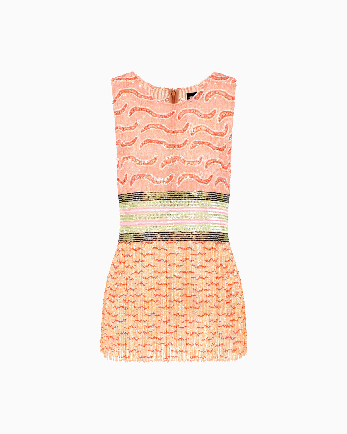 Fringed embroidered tulle top