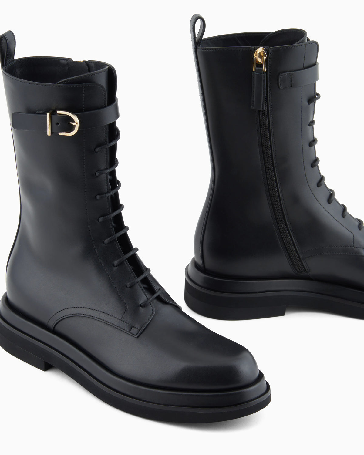 Smooth leather combat boots