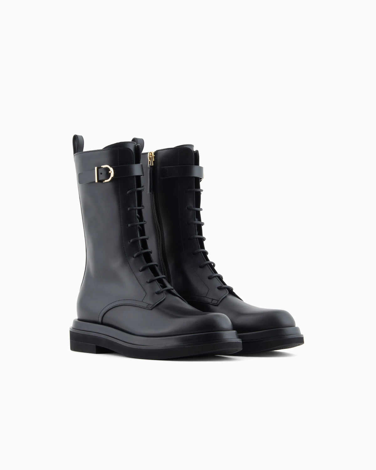 Smooth leather combat boots