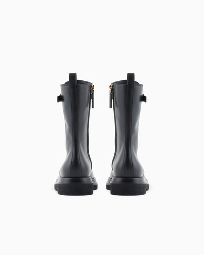 Smooth leather combat boots