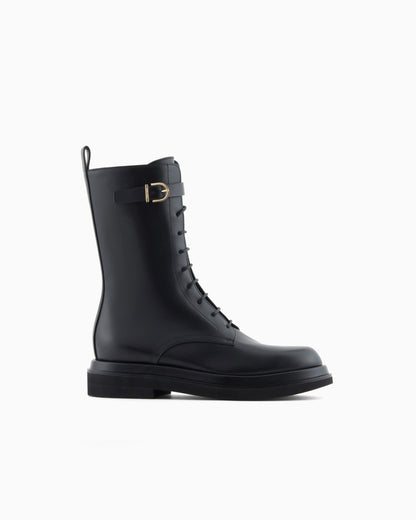 Smooth leather combat boots