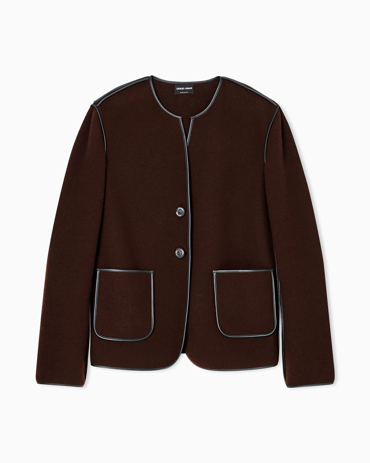 Single-breasted jacket in wool and cashmere fleece