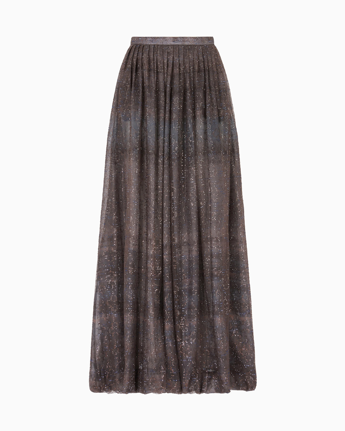 Long skirt in organza and embroidered tulle