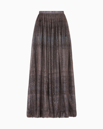 Long skirt in organza and embroidered tulle