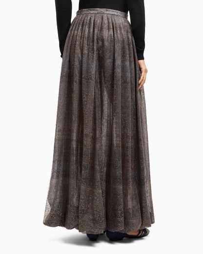Long skirt in organza and embroidered tulle